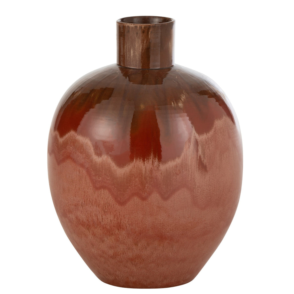 Vase ovale en céramique Aline, brun rouille, grand modèle, 47 cm