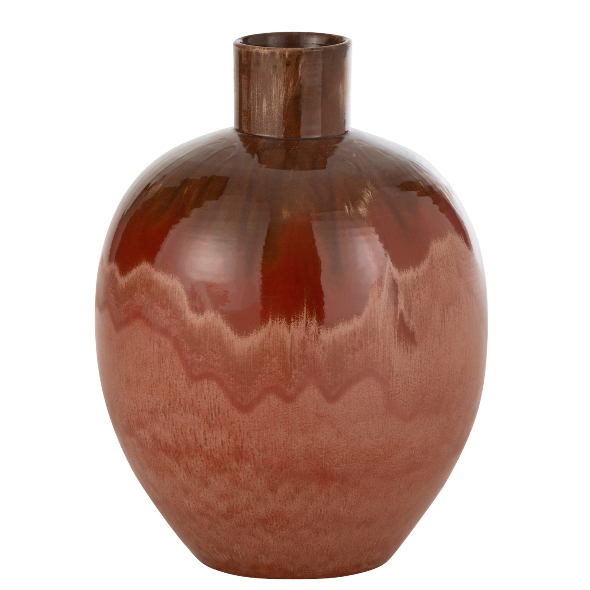 Vase ovale en céramique Aline, brun rouille, grand modèle, 47 cm