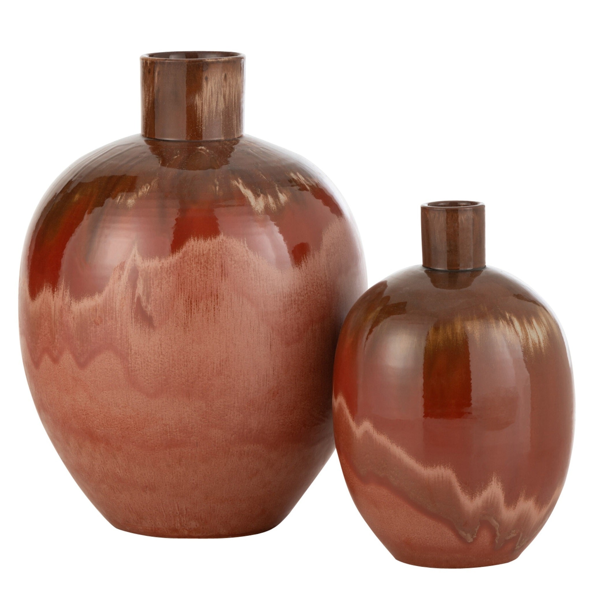 Vase ovale en céramique Aline, brun rouille, grand modèle, 47 cm