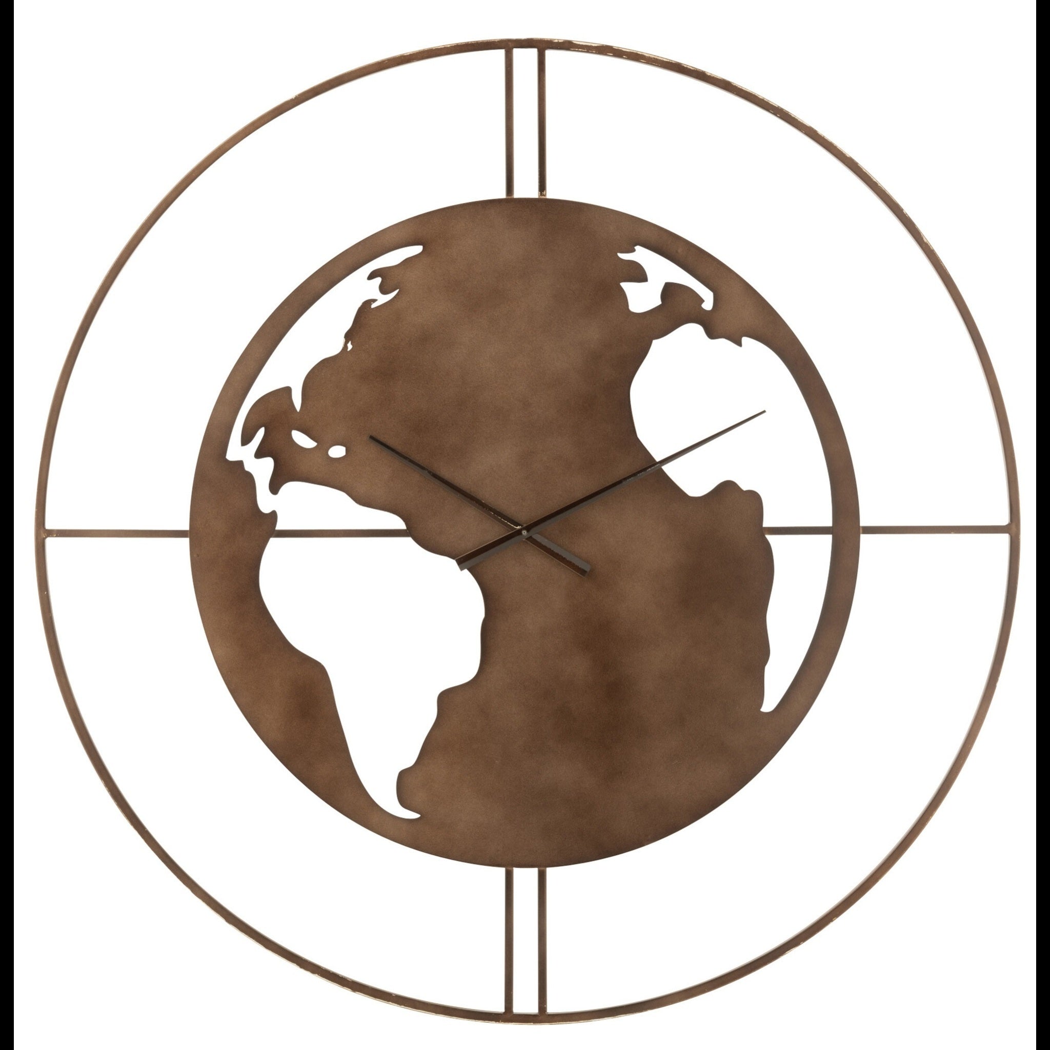 Horloge carte du monde en métal perforé L 90cm