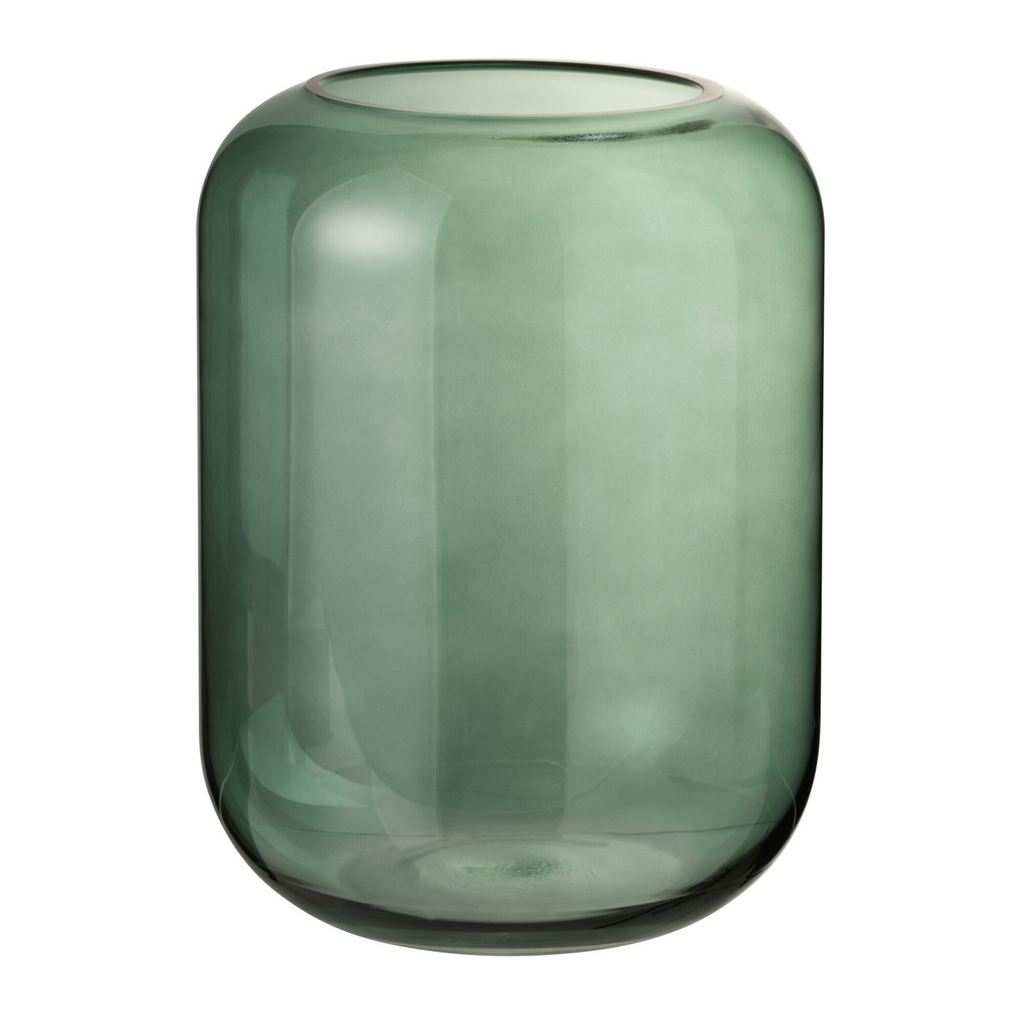 Vase cylindrique en verre vert moyen 29,5 cm