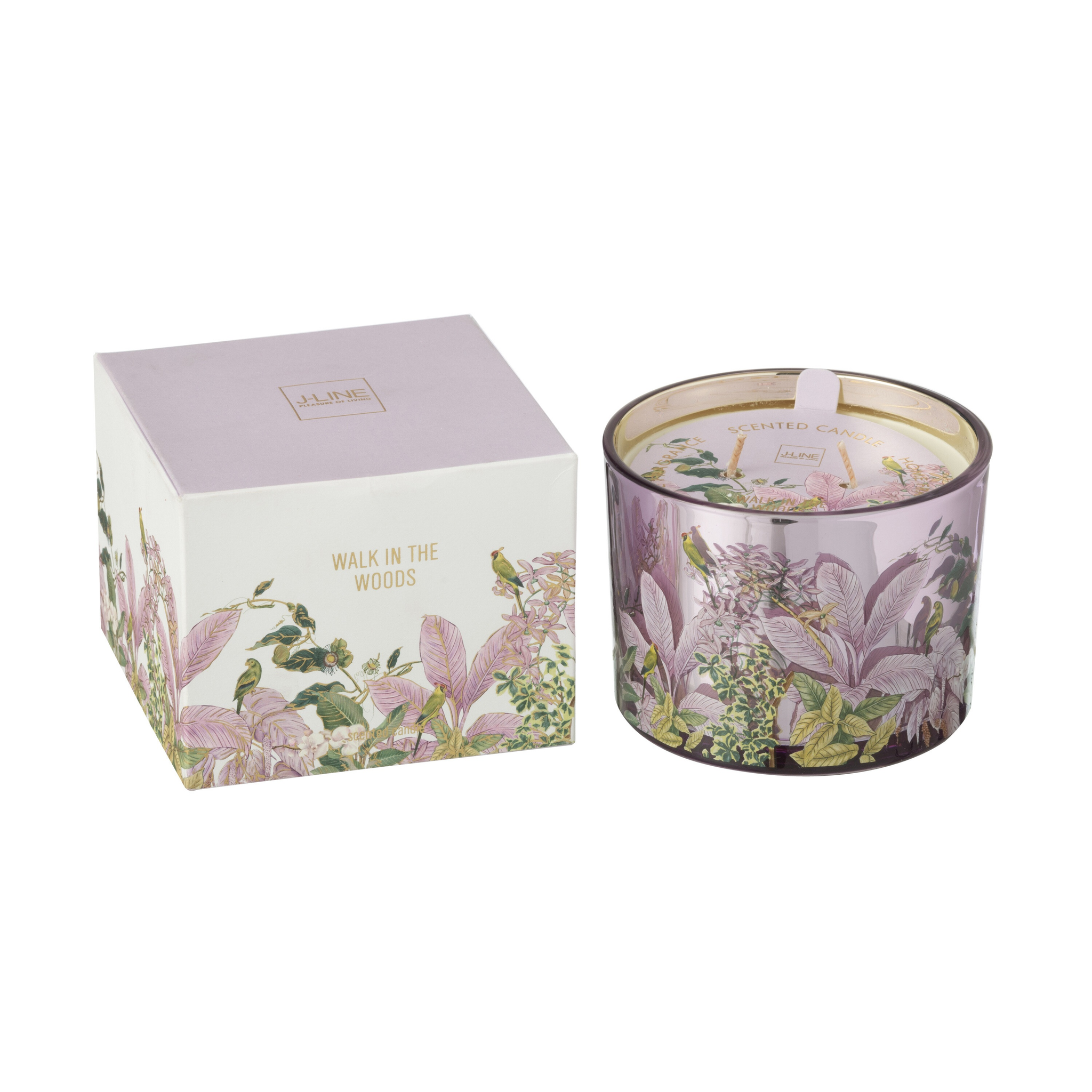 Bougie parfumée Promenade en forêt, petit format, 30 heures, rose