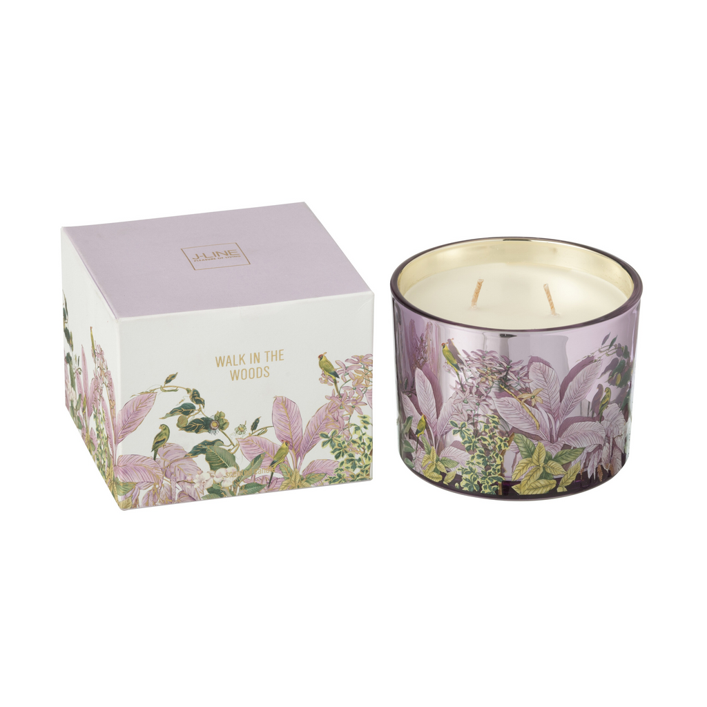 Bougie parfumée Promenade en forêt, petit format, 30 heures, rose