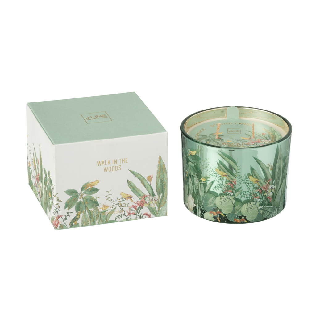 Bougie parfumée Promenade en forêt, petit format, 30 heures, verte
