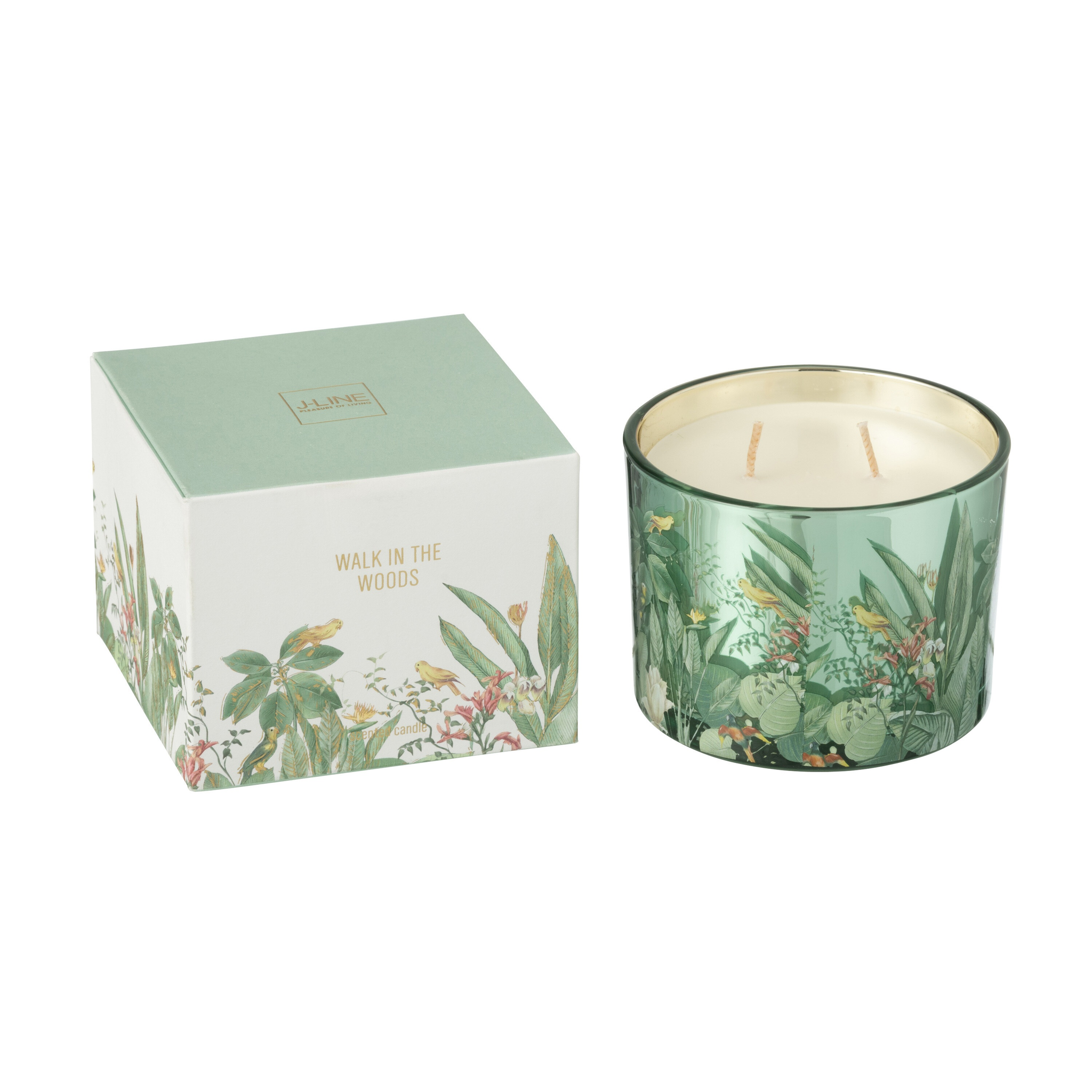 Bougie parfumée Promenade en forêt, petit format, 30 heures, verte