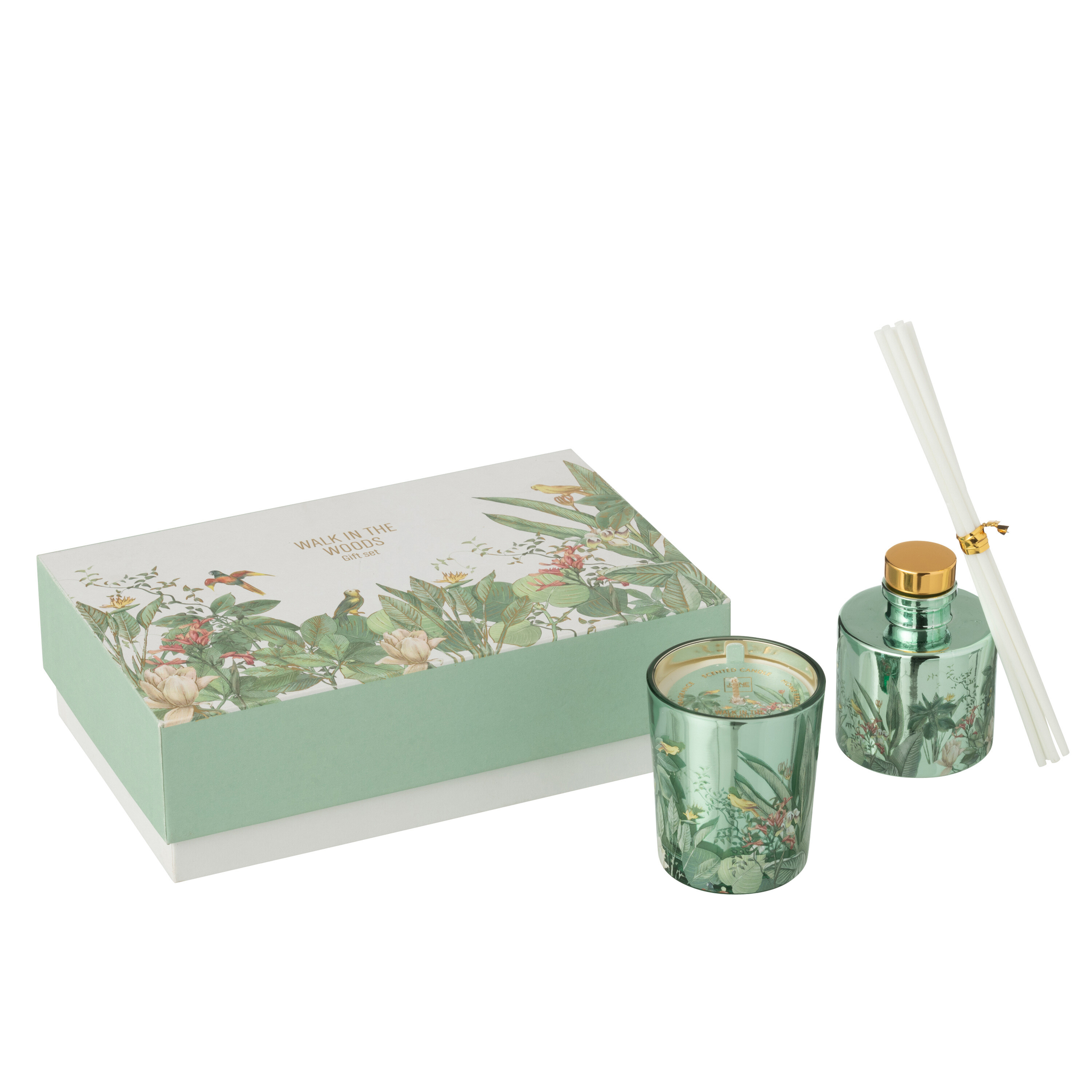 Coffret cadeau bougie + diffuseur de parfum Promenade en forêt Vert