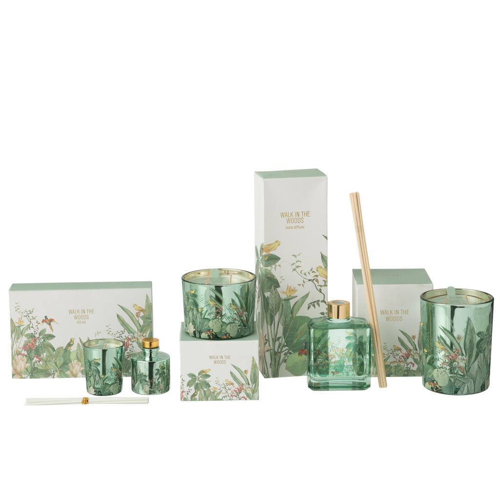 Coffret cadeau bougie + diffuseur de parfum Promenade en forêt Vert