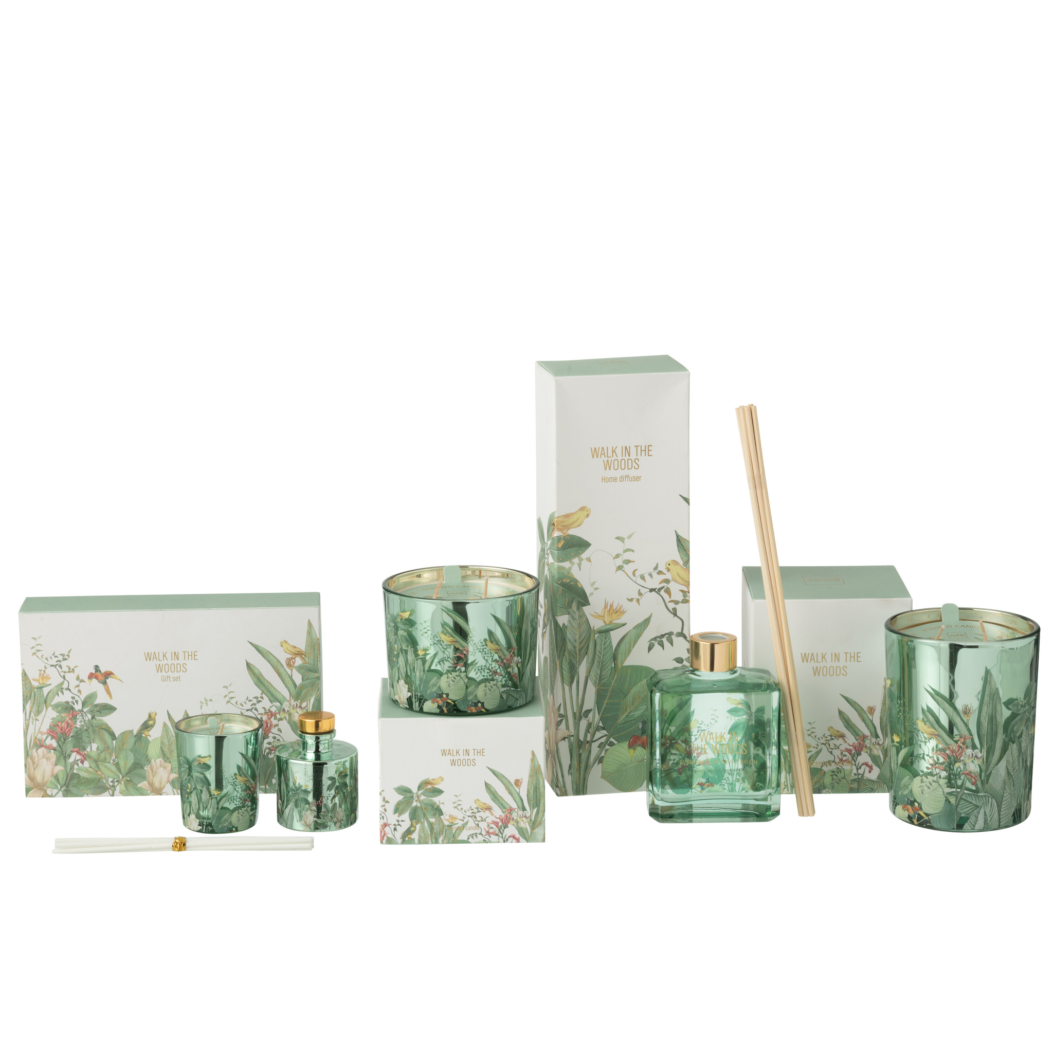 Coffret cadeau bougie + diffuseur de parfum Promenade en forêt Vert