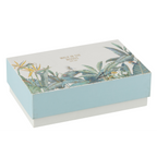 Jolipa „Walk in the Woods" Geschenkset – hellblaue Geschenkbox mit tropischem Blättermuster