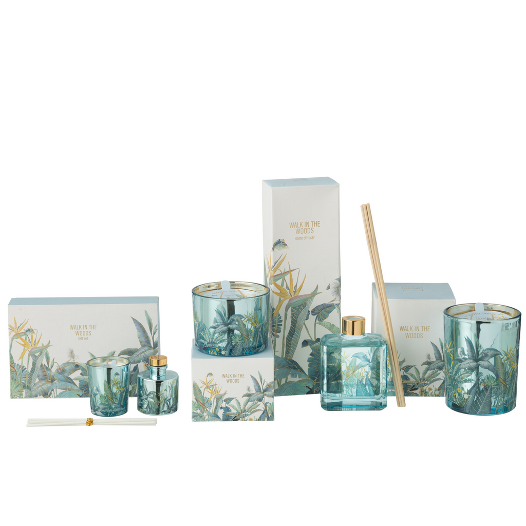 Coffret cadeau bougie + diffuseur de parfum Promenade en forêt Bleu