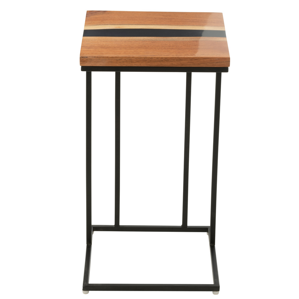 Table d'appoint en acacia naturel/noir