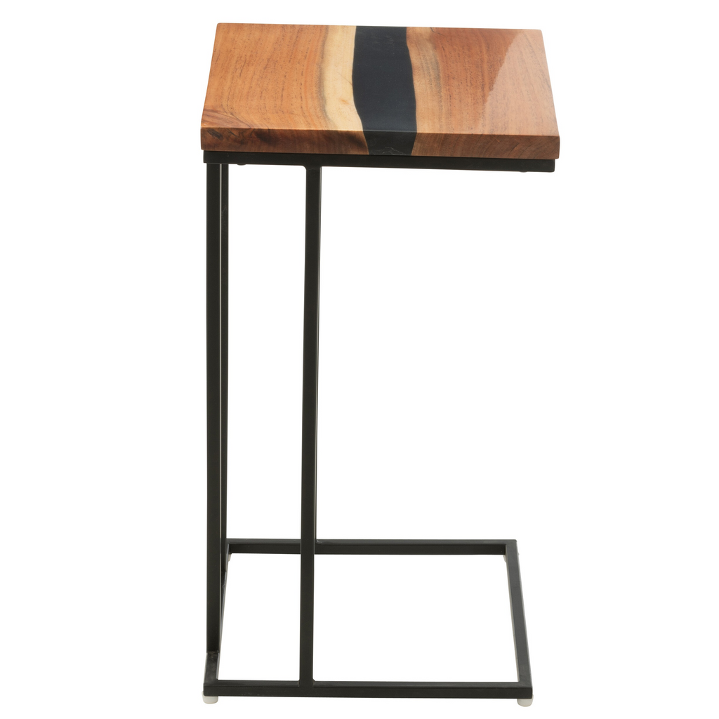 Table d'appoint en acacia naturel/noir