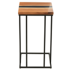 Jolipa Beistelltisch Akazie mit schwarzem Metallgestell und Epoxidharz-Einlage, modernes Design