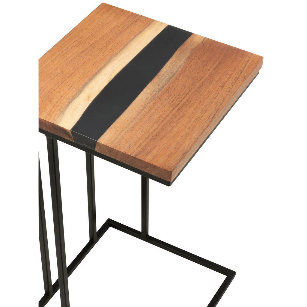 Table d'appoint en acacia naturel/noir