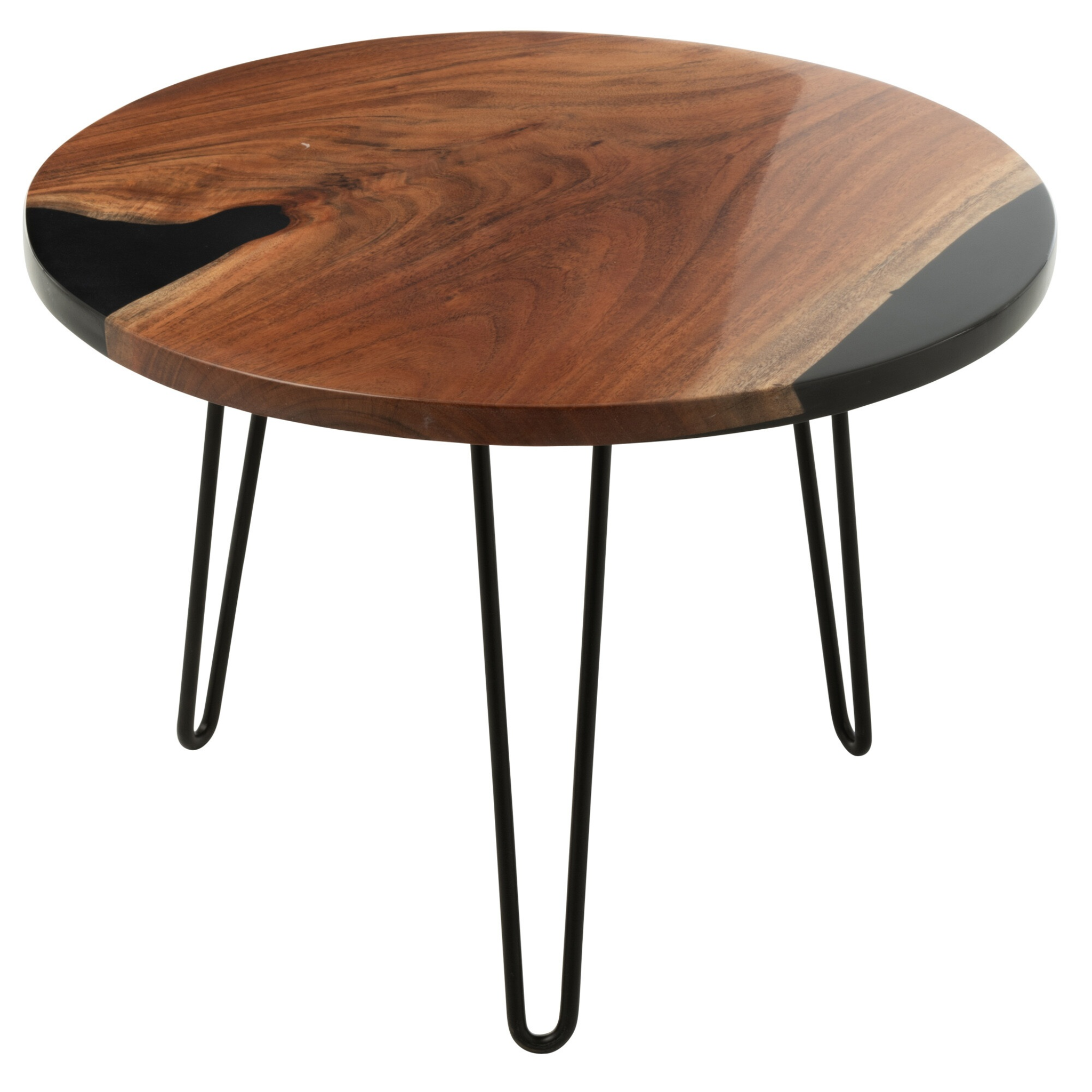 Table d'appoint en acacia naturel/noir D:54cm