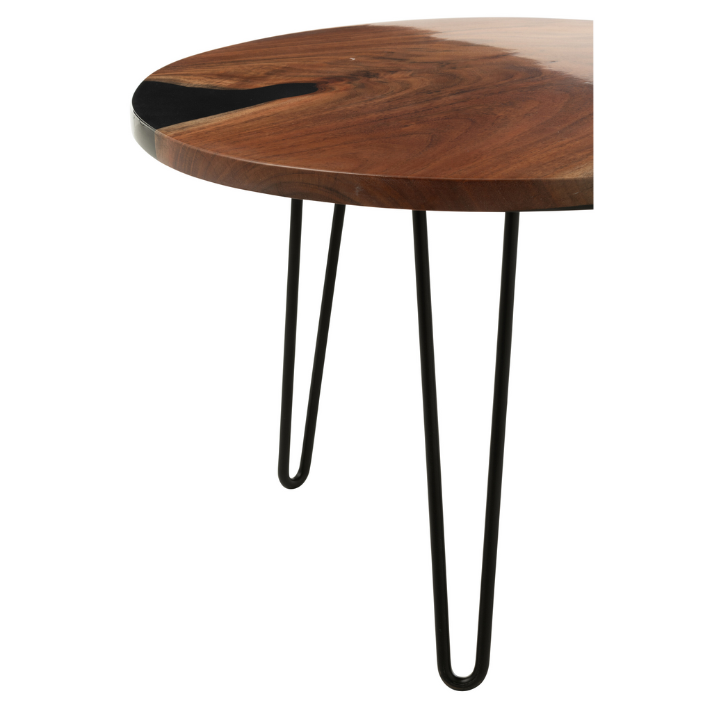 Table d'appoint en acacia naturel/noir D:54cm
