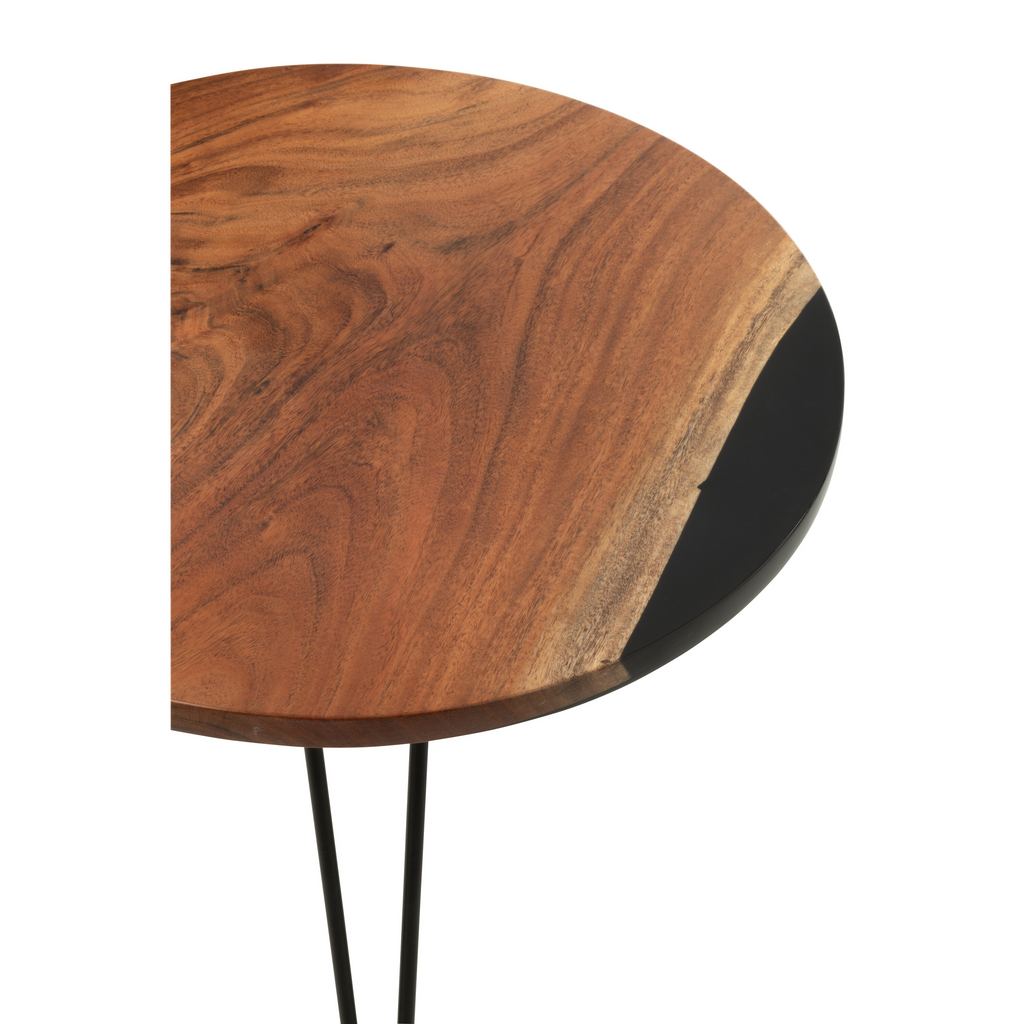 Table d'appoint en acacia naturel/noir D:54cm