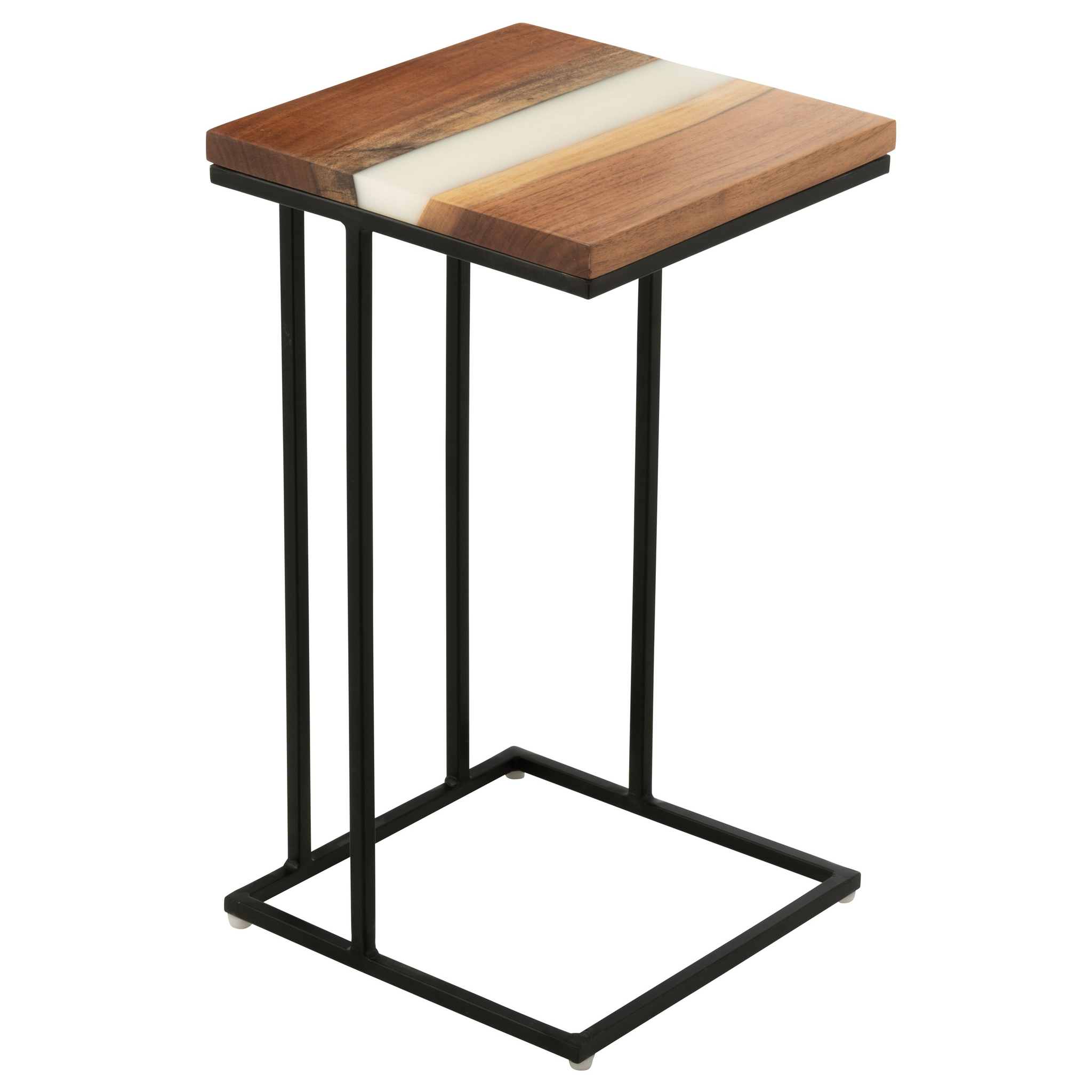 Table d'appoint en acacia naturel/blanc