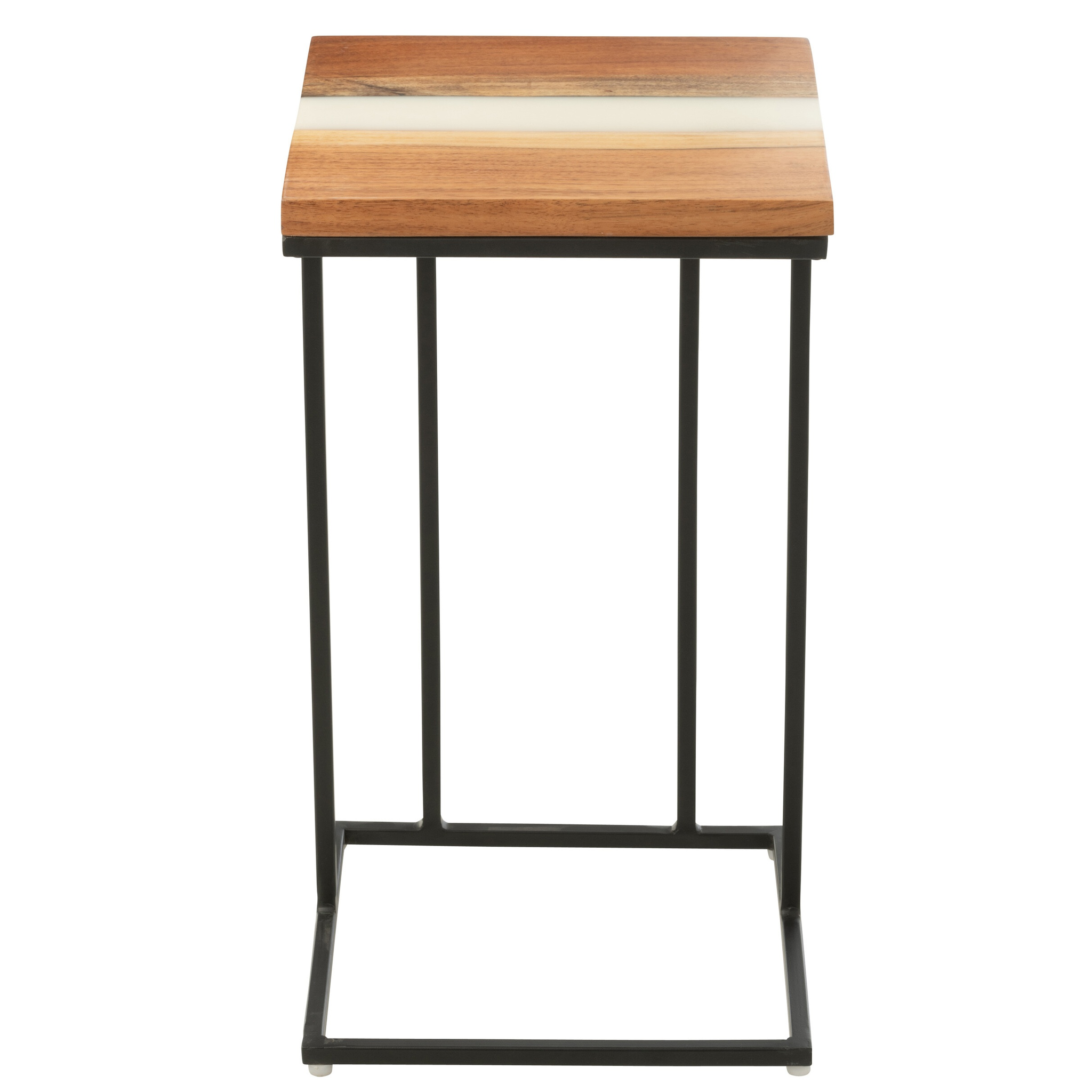 Table d'appoint en acacia naturel/blanc