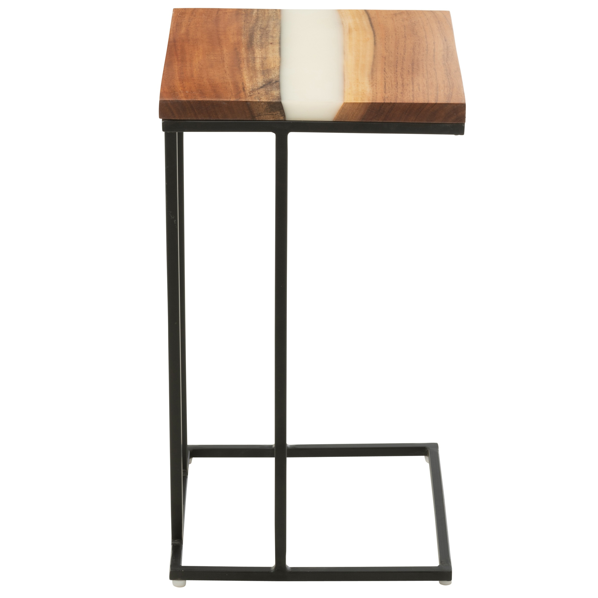 Table d'appoint en acacia naturel/blanc