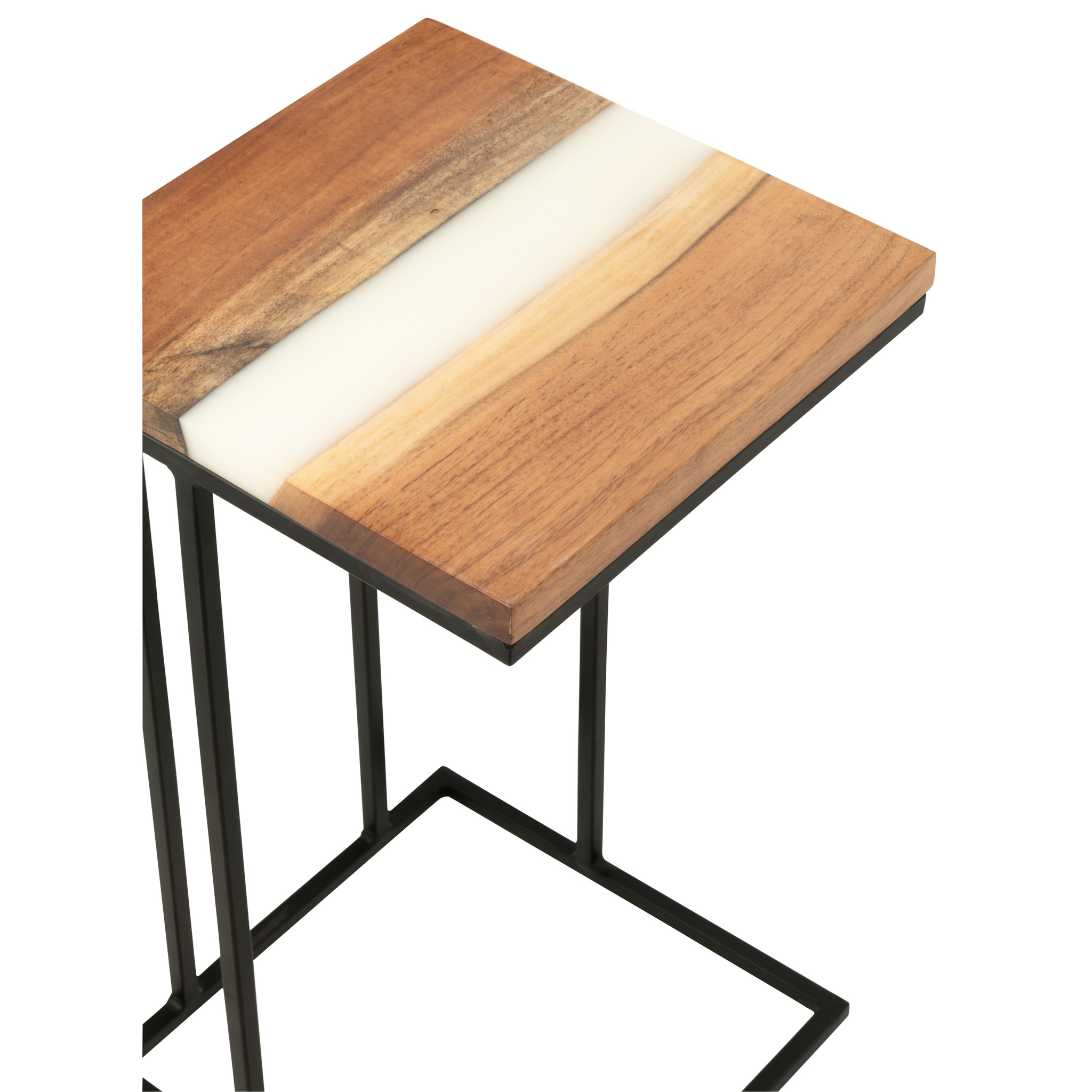 Table d'appoint en acacia naturel/blanc