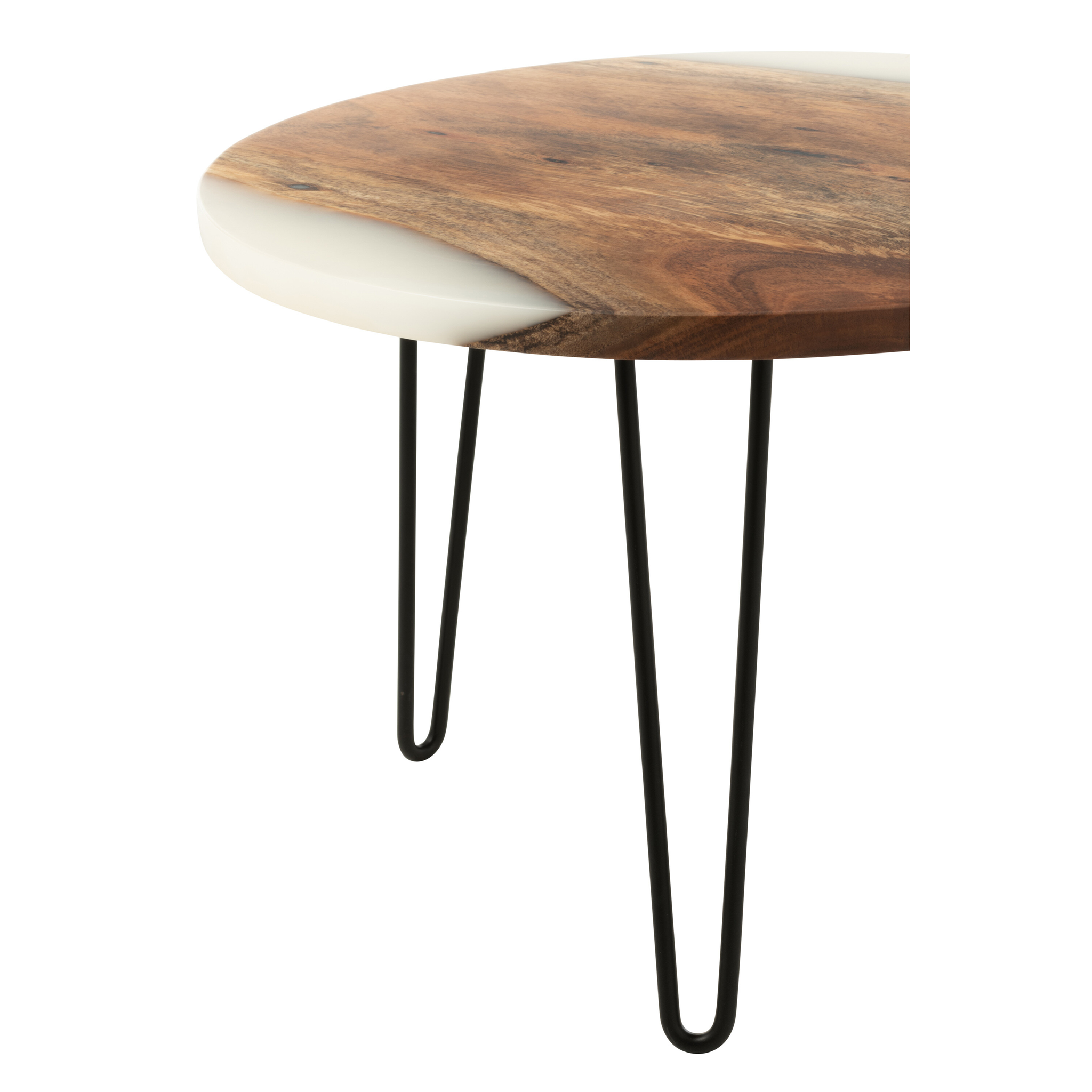 Table d'appoint en acacia naturel/blanc D:54cm