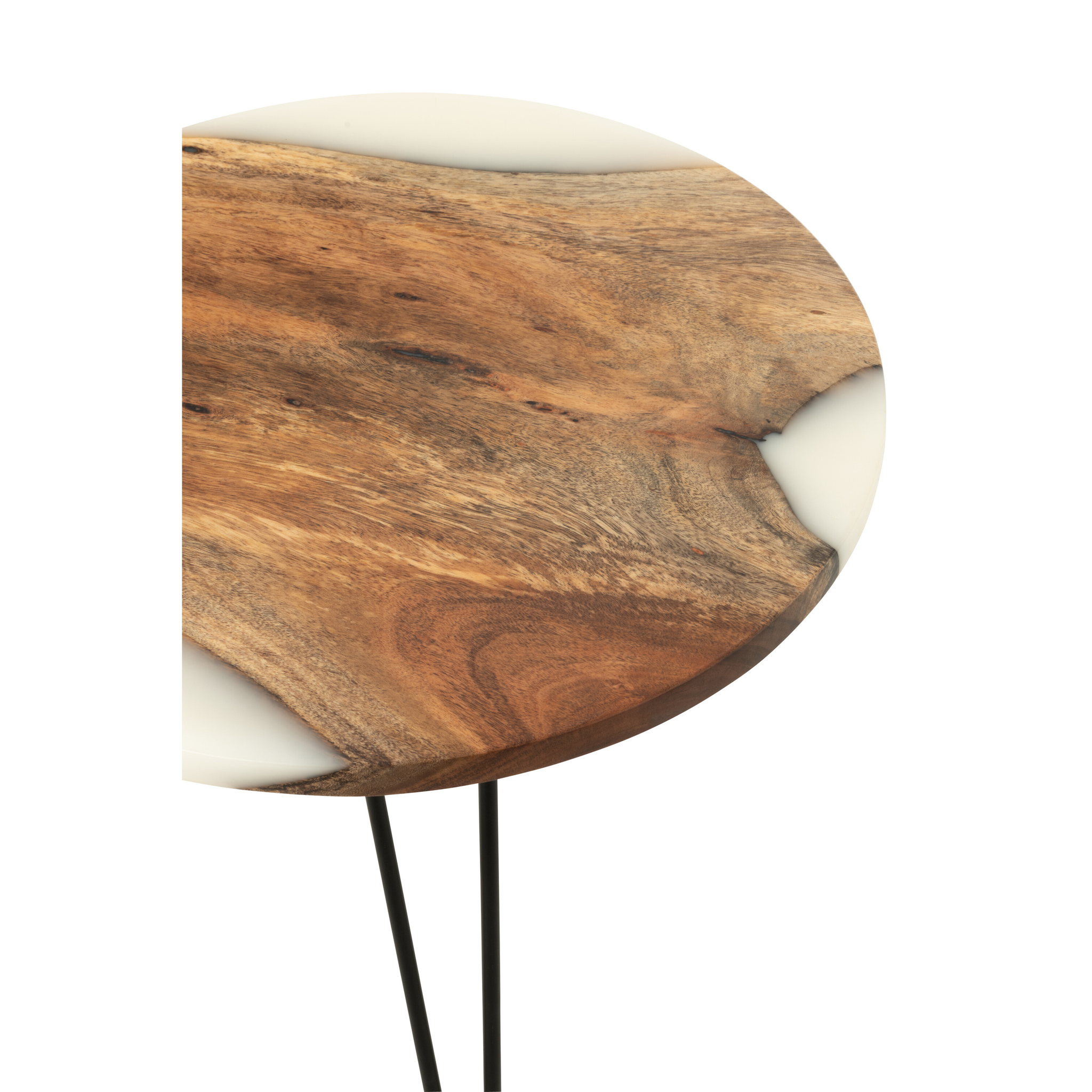 Table d'appoint en acacia naturel/blanc D:54cm