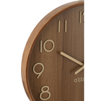 Jolipa Wanduhr aus dunklem MDF-Holz mit hellen Ziffern und Zeigern, moderne Wohnzimmeruhr
