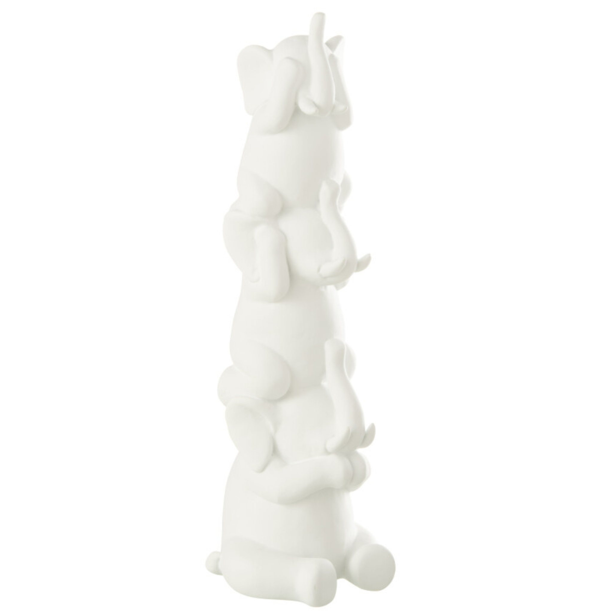 Elefantenpyramide Weiß - Stapelbare Deko Figur aus Keramik für modernes Wohndesign