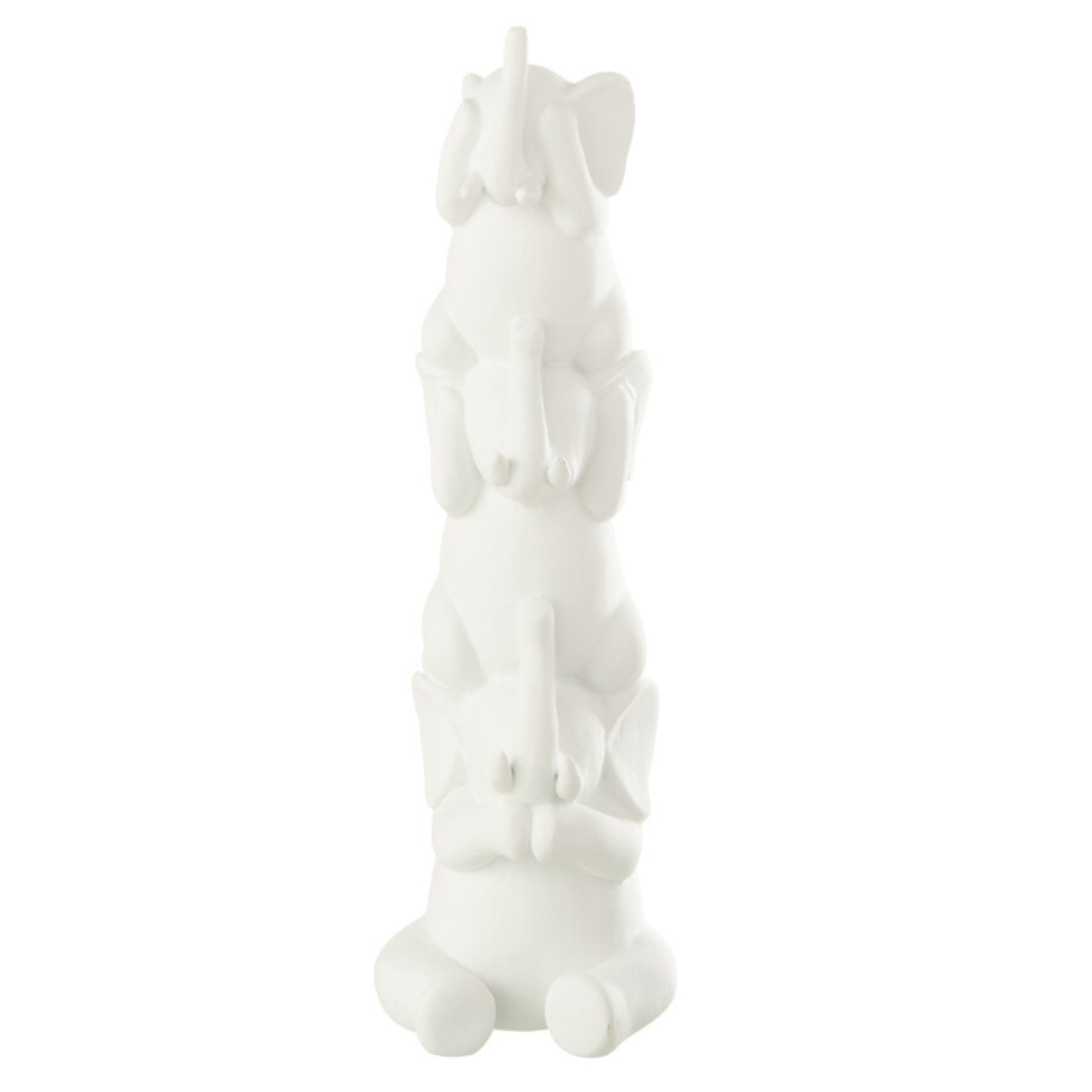 Jolipa Elefantenpyramide weiß - stapelbare Deko-Elefanten aus Keramik für modernes Interior Design
