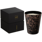 Jolipa Duftkerze Noa Sandelholz Small mit schwarzer Verpackung und gemustertem Glas