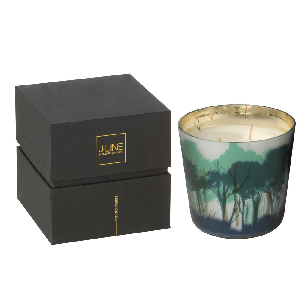 Bougie parfumée Noa Forest, verte, petite (13 cm)