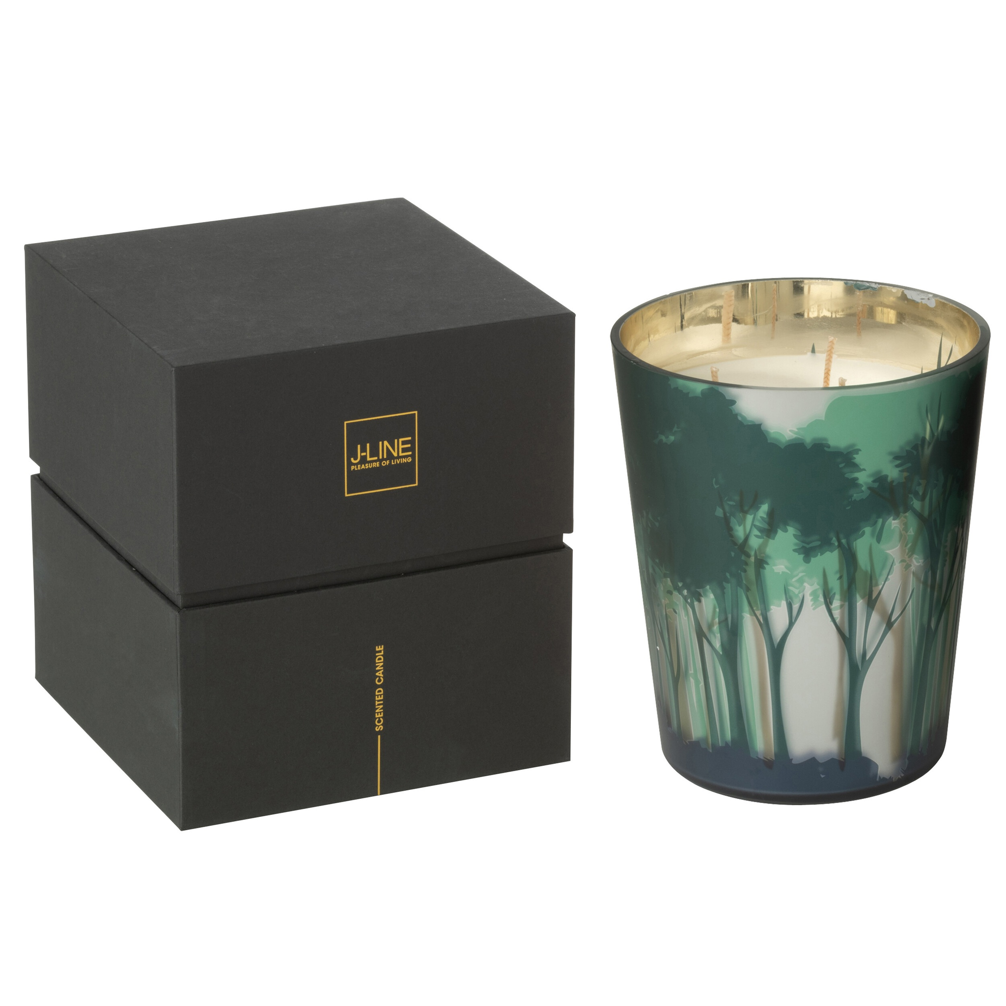 Bougie parfumée Noa Forest, verte, moyenne, 17 cm