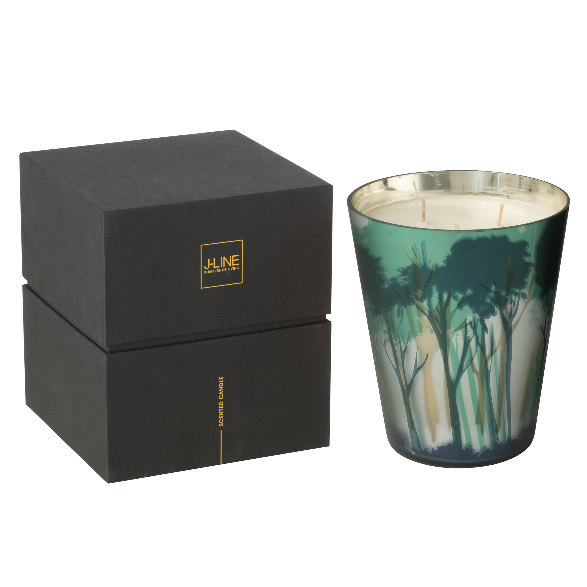 Bougie parfumée Noa Forest, verte, grande (20 cm)