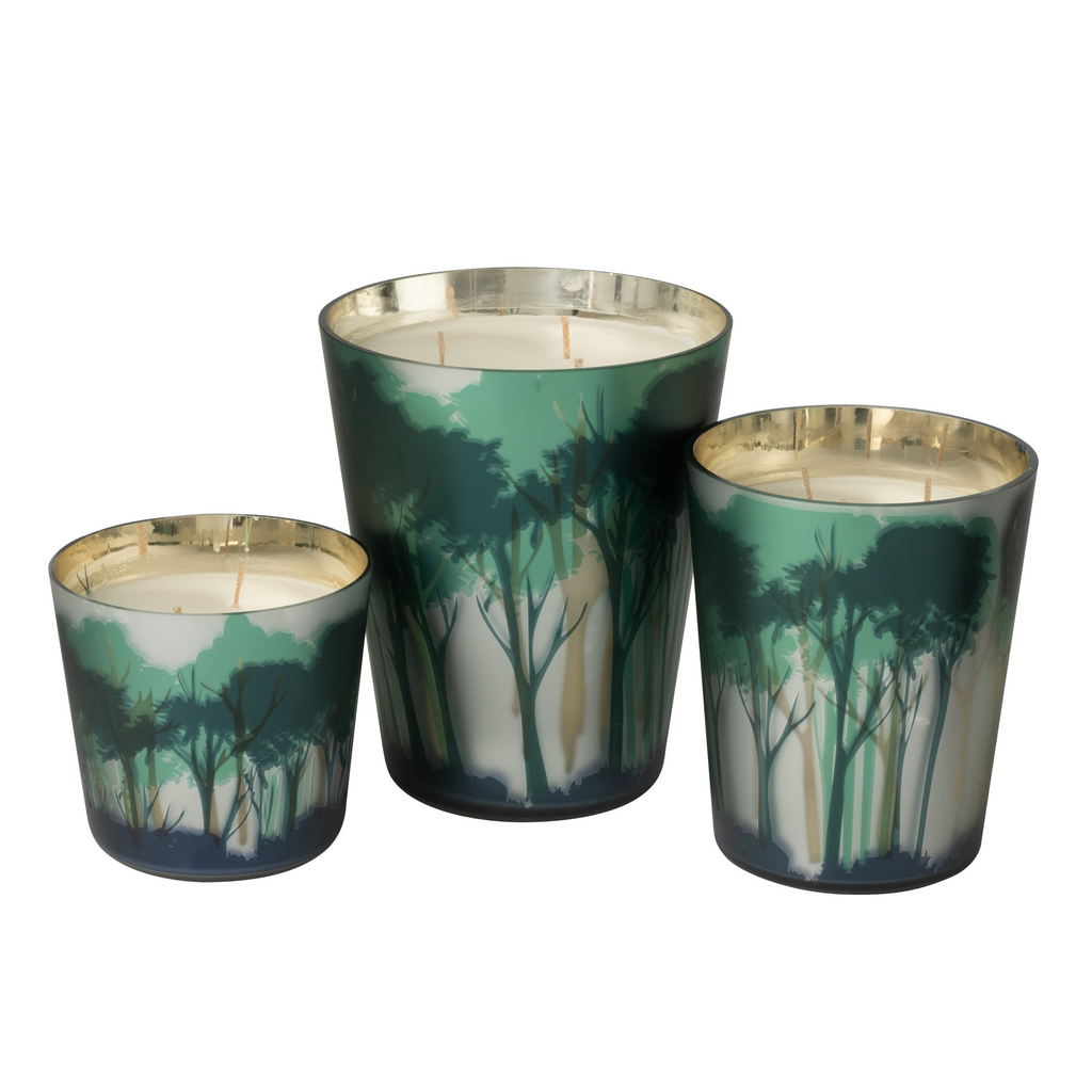 Bougie parfumée Noa Forest, verte, grande (20 cm)