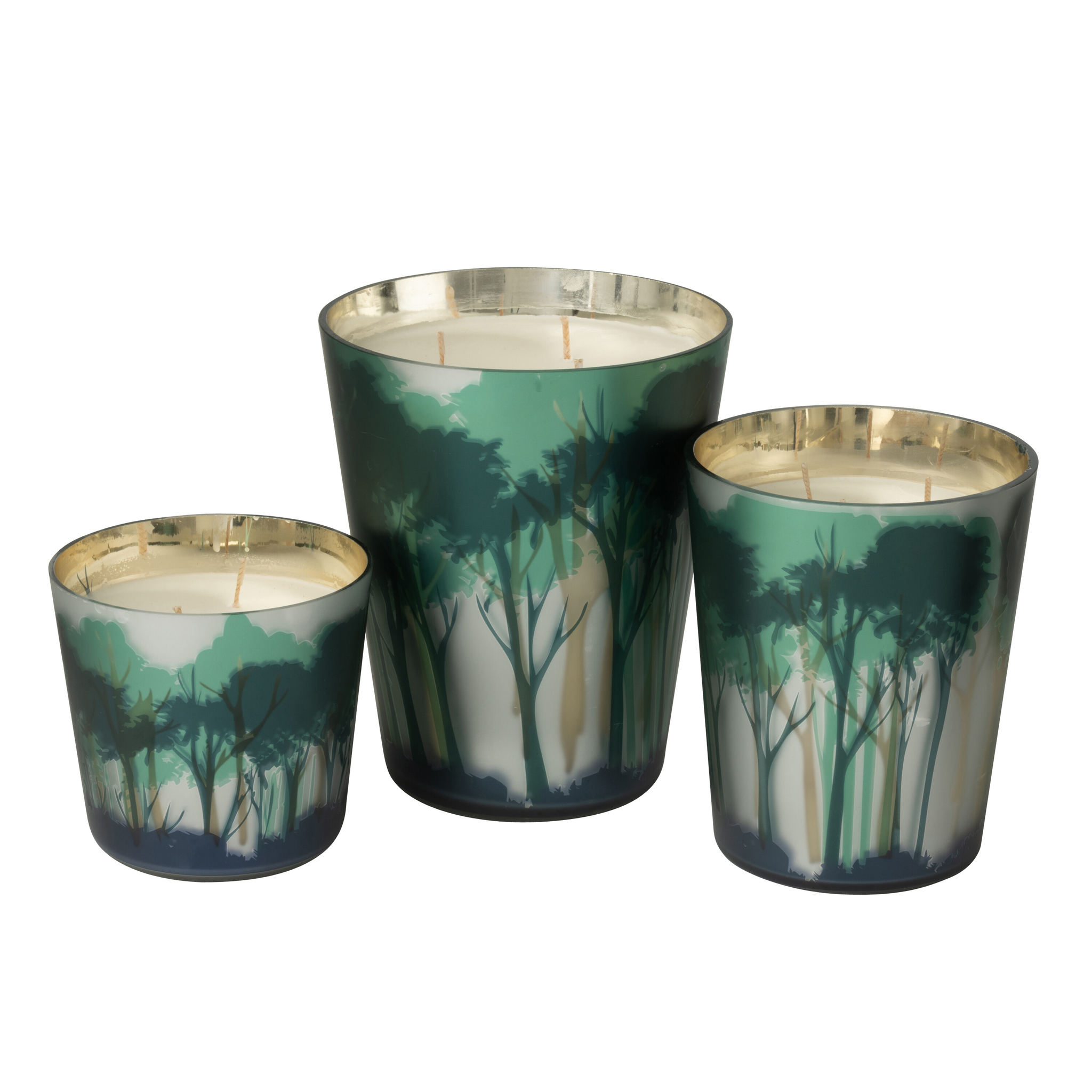 Bougie parfumée Noa Forest, verte, grande (20 cm)