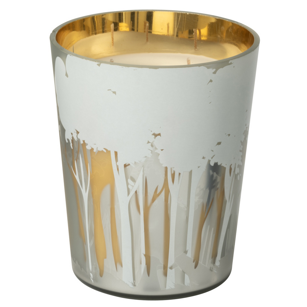 Bougie parfumée Noa Forest, blanc/or, format moyen, 17 cm