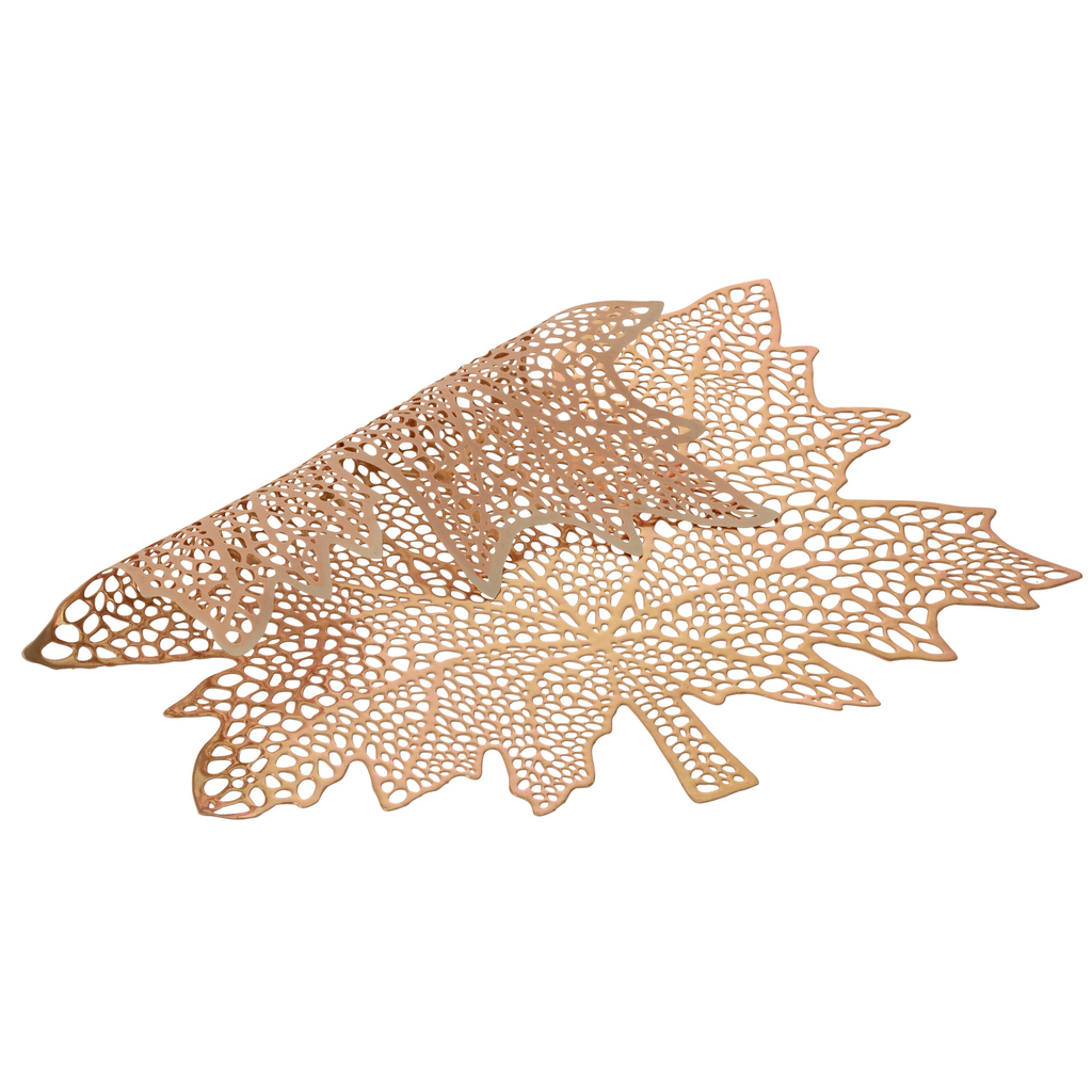 Set de table à motif de feuilles, rose clair, 43 x 43 cm