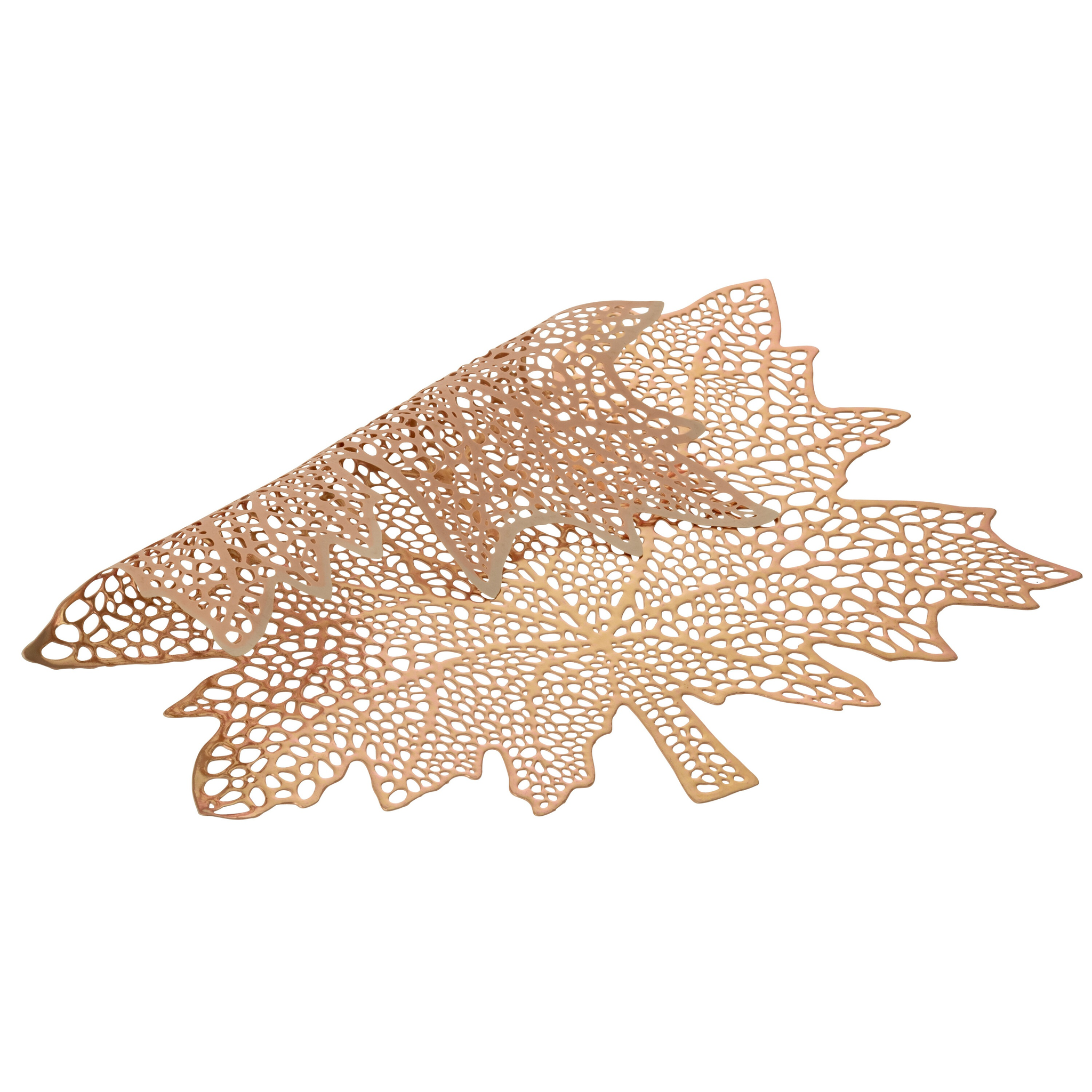 Set de table à motif de feuilles, rose clair, 43 x 43 cm