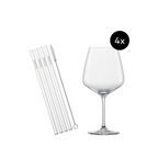 Zwiesel Kristallglas After Work Drinks Set: 4 Cocktailgläser mit Glasstrohhalmen und Reinigungsbürste