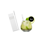 Zwiesel Kristallglas Glasstrohhalme 4er-Set mit Reinigungsbürste und Cocktailglas mit Mojito und Limette