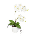Weiße Orchidee mit gelben Blüten im weißen Topf, 60cm Höhe, künstliche Pflanze für moderne Dekoration.