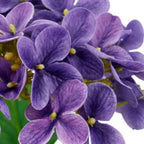 Gasper Kunstpflanze Hortensie 33cm - Künstliche lila Hortensienbüschel mit gelben Staubgefäßen