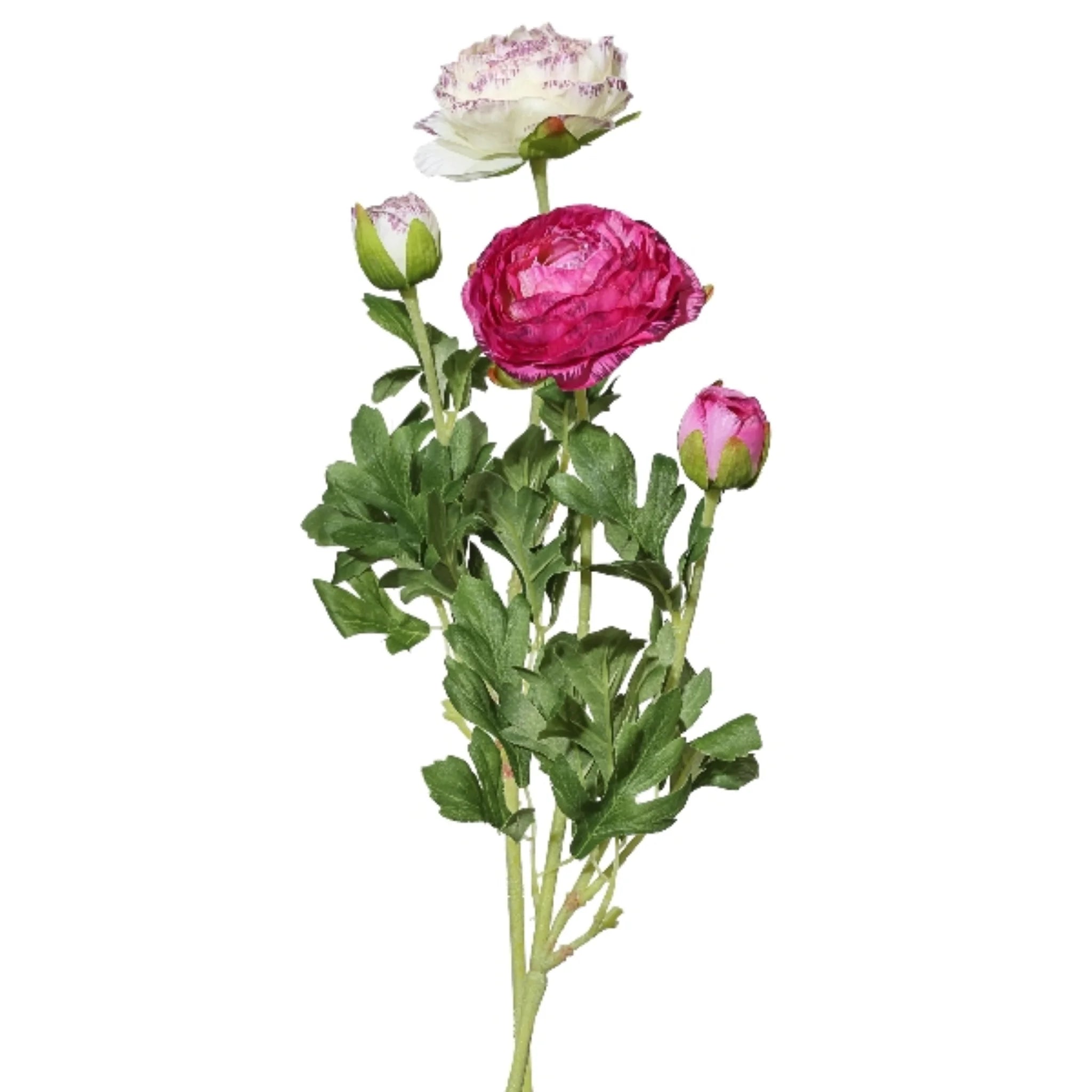 Kunstpflanze Ranunkel rosa pink mit Knospen, realistische Dekoblume für stilvolle Inneneinrichtung