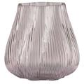 Glasvase Flora Rosa 21cm - Moderne Deko-Vase mit Rillenoptik für stilvolle Blumenarrangements