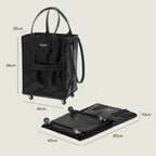 Hulken Medium Reisetasche mit Rollen, 56x40x30cm, schwarze Trolley-Tasche mit ausrollbarem Boden
