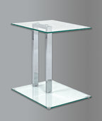 HAKU Möbel Beistelltisch aus Metall mit Glas in Silber 45 x 35 x 50 cm