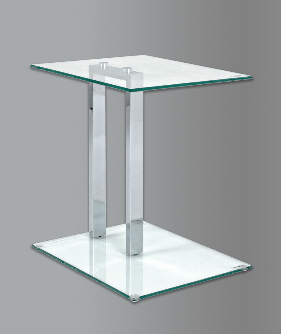 HAKU Möbel Beistelltisch aus Metall mit Glas in Silber 45 x 35 x 50 cm