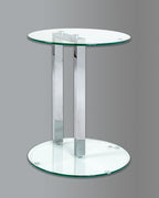 HAKU Möbel Beistelltisch aus Metall mit Glas in Silber 40 x 50 cm