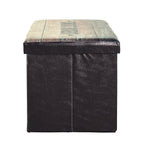 HAKU Möbel Sitzbox aus Textil Motiv Schriftzug in Schwarz